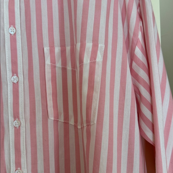 Maeve by Anthropologie pink and white striped oversized long sleeve shirt. - Picture 2 of 6